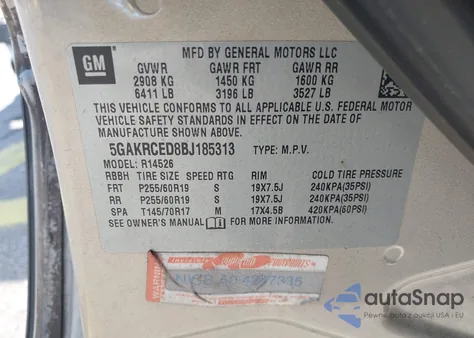 2011 Buick Enclave 2Xl from USA, damaged, VIN 5GAKRCED8BJ185313